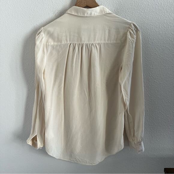 Kate Spade New York 100% Silk Neutral Cream Long Sleeve Top Medium - Picture 6 of 6